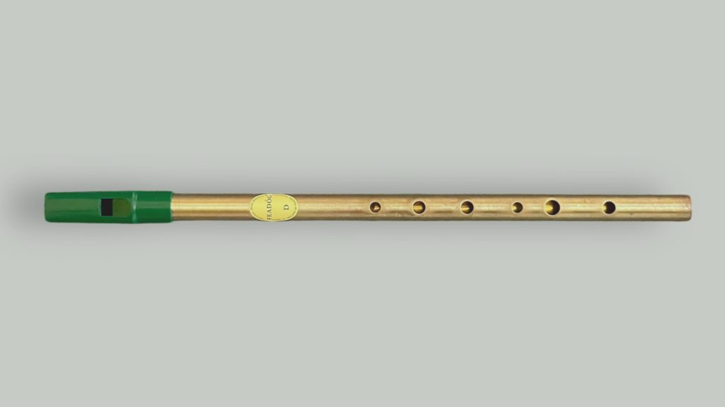 Feadog brass tin whistle full front view