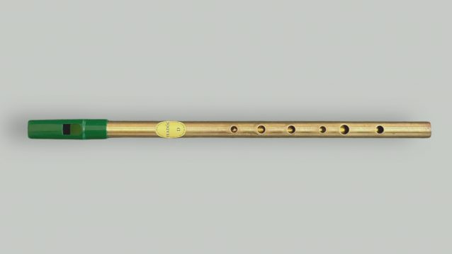 Feadog brass tin whistle full front view