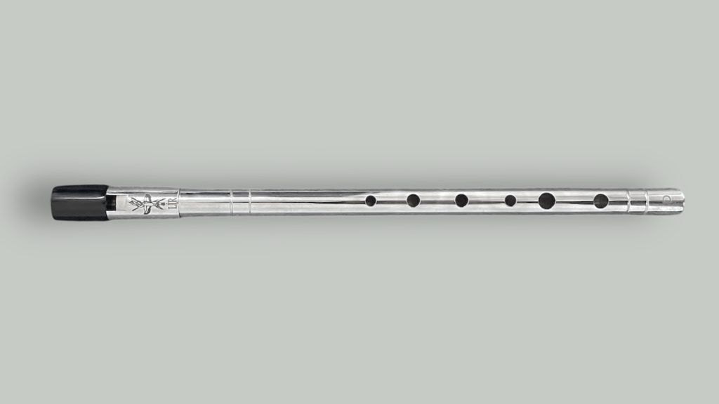 Lir Silver tin whistle full front view
