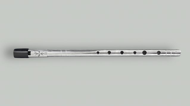 Lir Silver tin whistle full front view