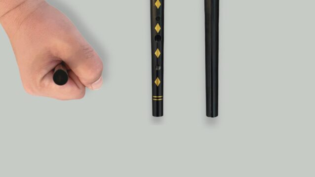 Close-up views of the Clarke original tin whistle bottom end