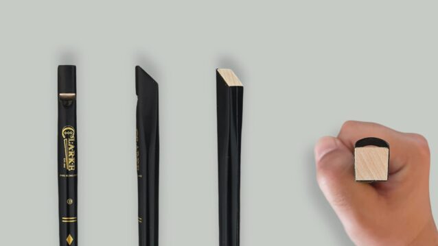Close-ups of the Clarke Original tin whistle mouthpiece (head) and blowing windway